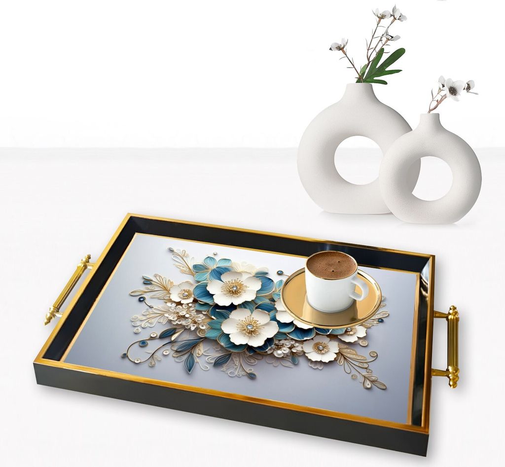 Evila Originals, TPA9901, Tablett, Mehrfarbig, 100 % GLAS, 50 x 29 x 3,5 cm