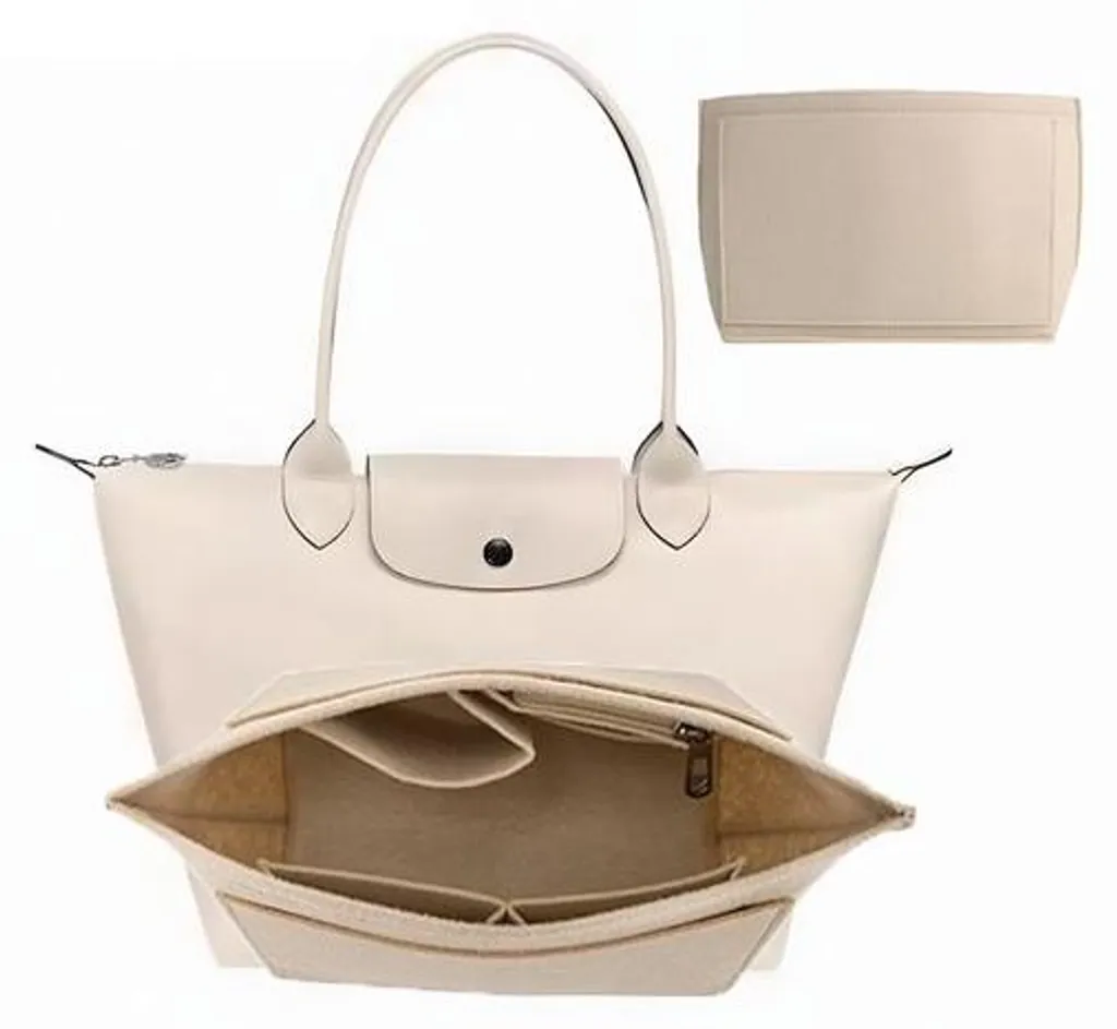 Organiseur de sac à compartiments beige avec porte-monnaie intégré chic