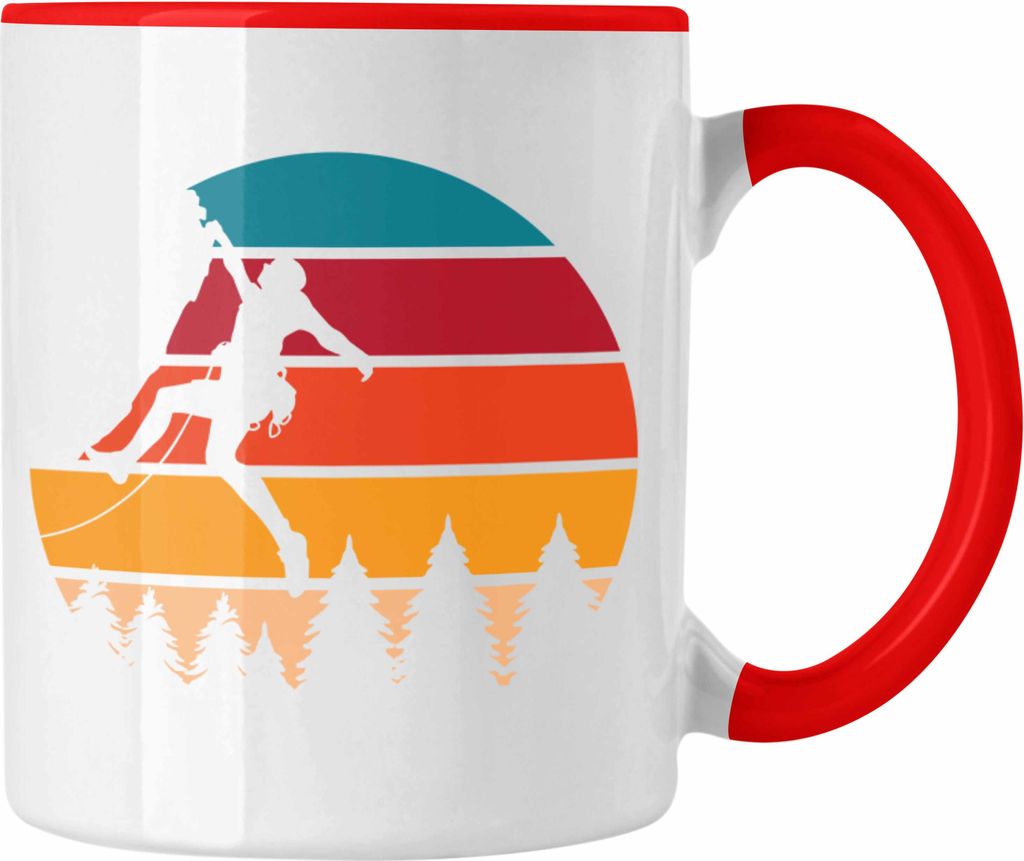 Trendation - Klettern Tasse Geschenk Outdoor Klettern Geschenkidee für Kletterer Grafik (Rot)
