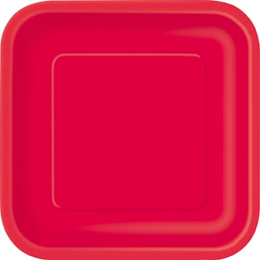 Service de table 14 pièces assiettes carrées rouges en céramique émaillée