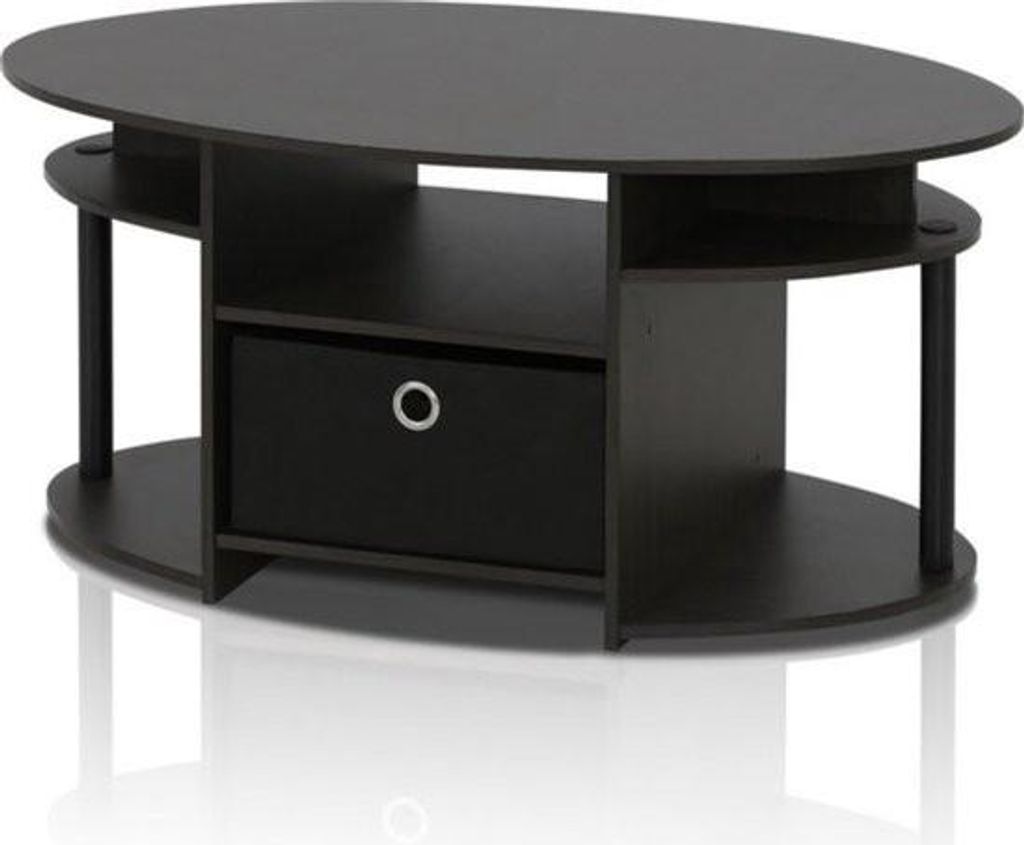 Ausziehbarer ovaler Couchtisch – Modernes Walnuss-Finish – Großzügiges Design