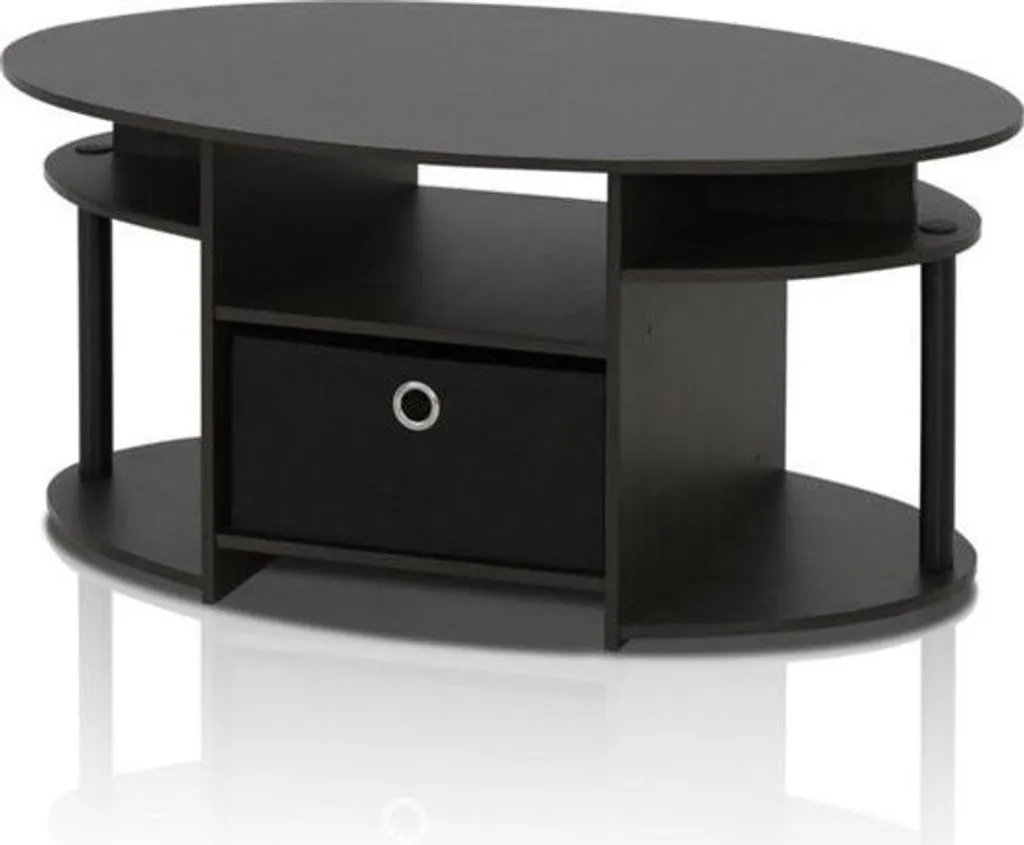 Gagnez de la place avec cette table basse ovale extensible en noyer