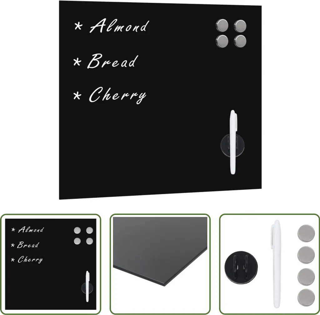 The Living Store Magnettafel Wandmontage Glas 40x40 cm