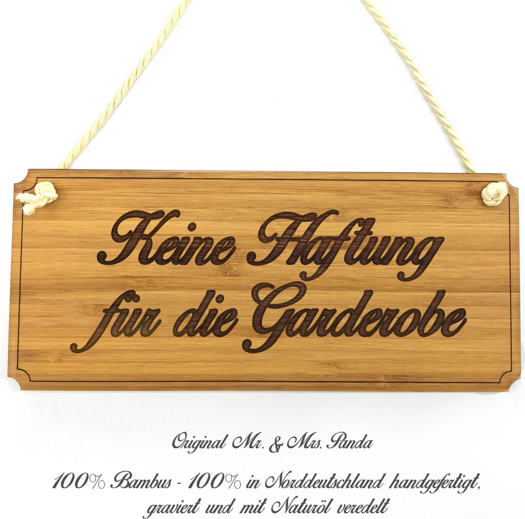 Mr. & Mrs. Panda Wegweiser Keine Haftung für die... - Geschenk, Landhaus, Schild, Geschenkidee, Shabby, Hinweisschild, Eingangsschild, Graviert, I...