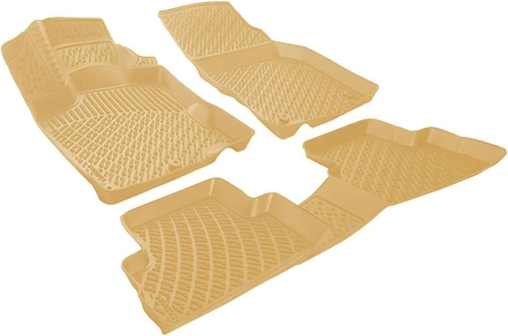 Fußmatten 3D Gummimatten für Honda City 2002-2009 Gummi TPE Beige 4tlg