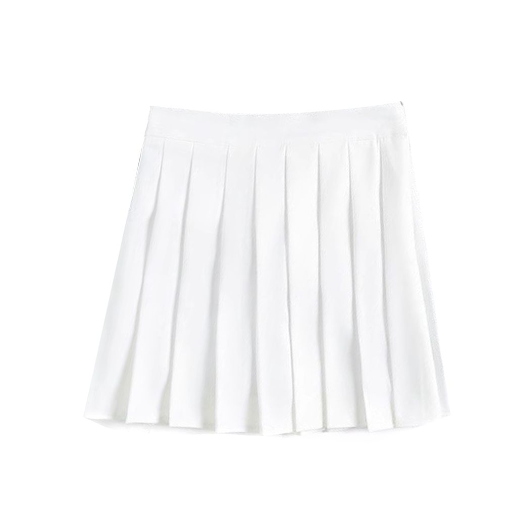Damen Faltenrock kurzen Rock hohe Taille Reißverschluss Falten Rock Mini kurze A-Linie Rock Weiß XL