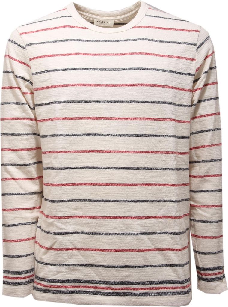 3510AC felpa uomo SELECTED HOMME blau/rot gestreiftes Slub-Sweatshirt Männer