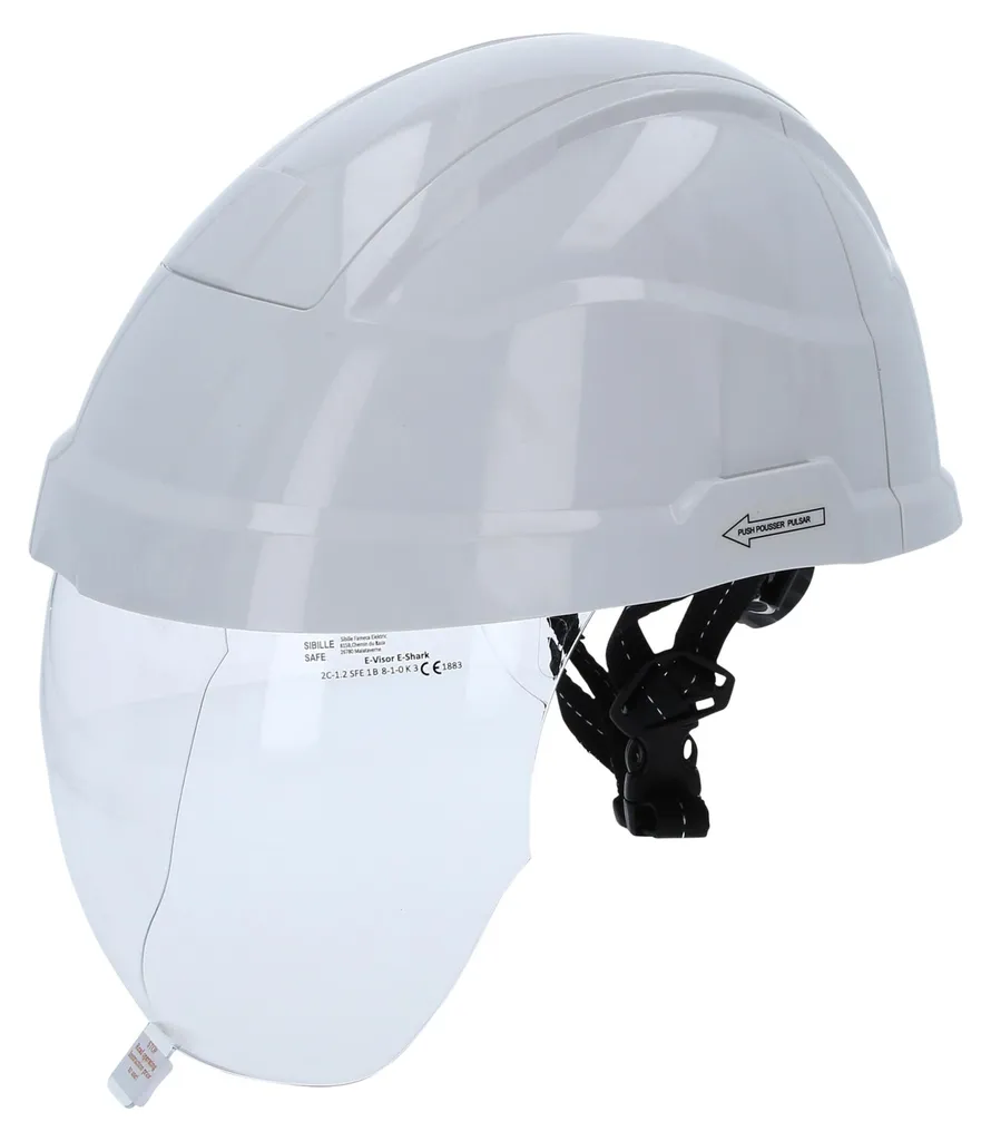 Casque de sécurité blanc avec visière KS TOOLS pour travaux de chantier