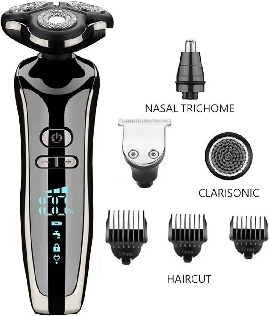 Rasoir électrique pour Visage et Cheveux, Usage Peau Sèche ou Humide