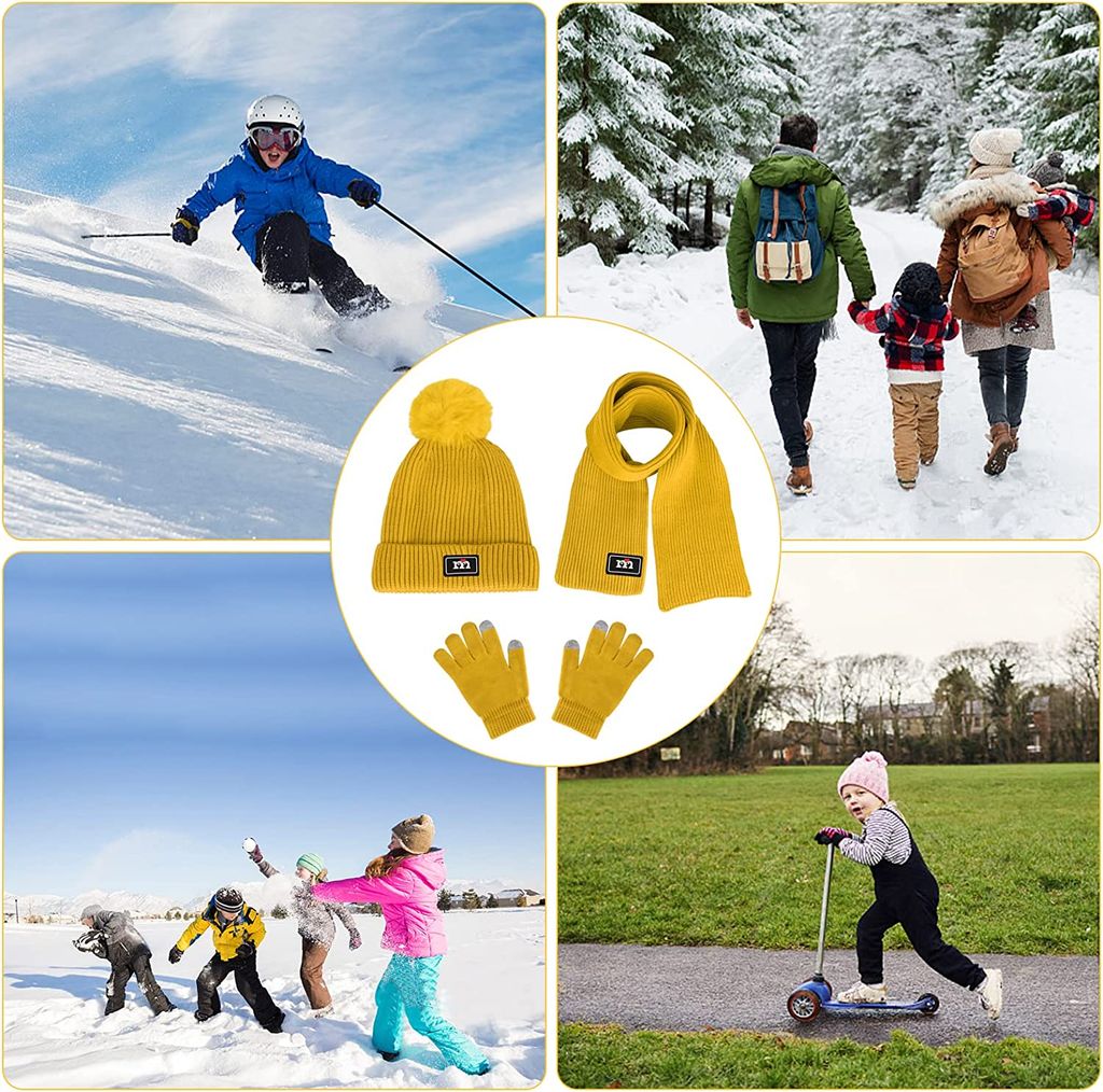 ANTCOOL Kinder Winter Strandmütze Schal Handschuhe Set 2-10 Produktbild 7
