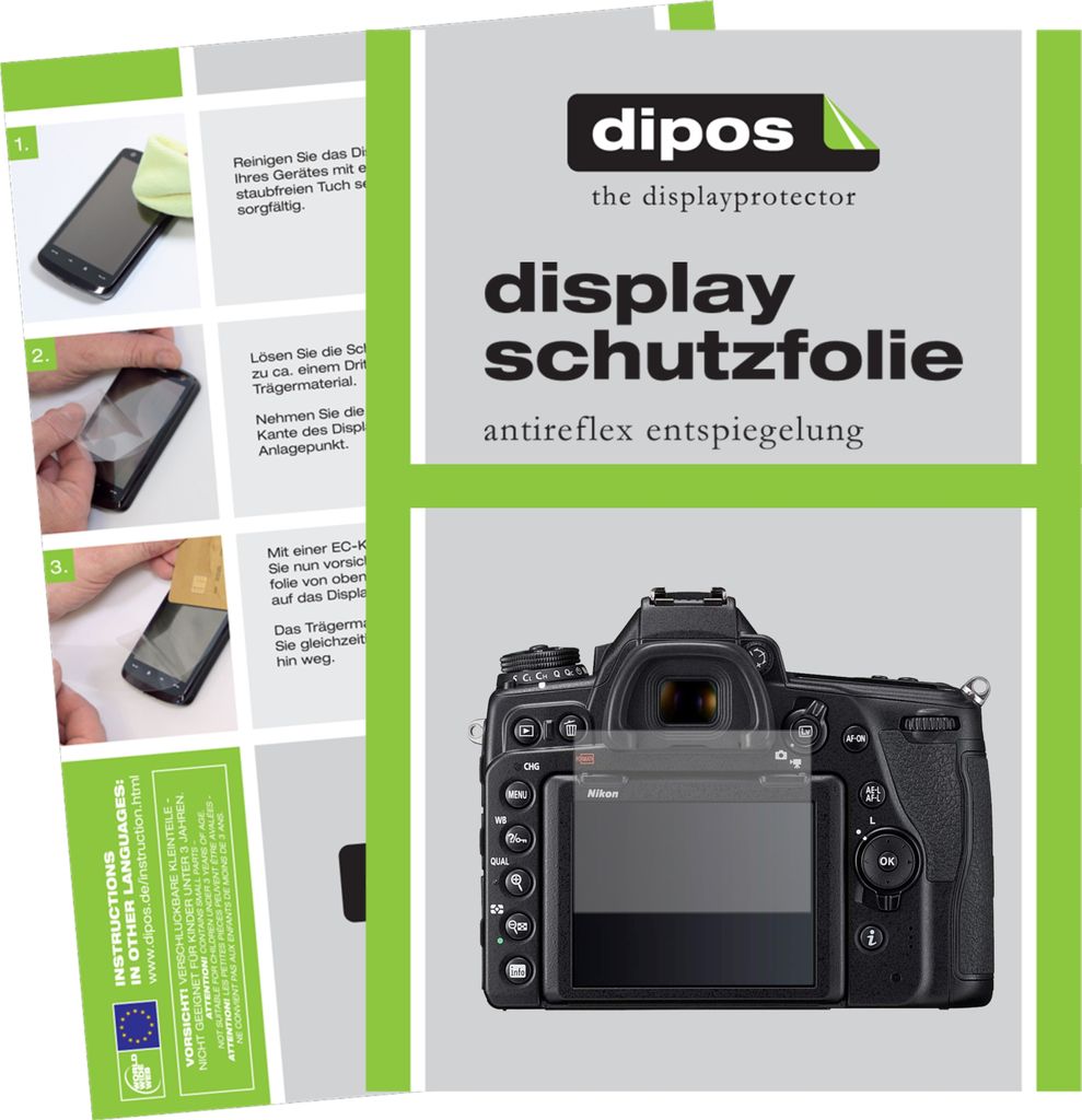 2x Schutzfolie für Nikon DSLR D780 matt Displayschutzfolie Folie Display Schutz dipos