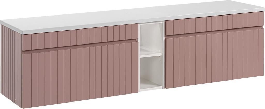 Badmöbel-Set - mit 2 Waschbeckenunterschrank 80 cm & Arbeitsplatte 180 cm, Iconic Rose I BM230 - Antique Rose/Weiß