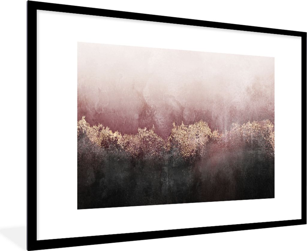 MuchoWow Gerahmtes Poster Glitter - Gold - Abstrakt 90x60 cm - Poster mit Schwarzem Bilderrahmen Wandposter Rahmen Foto Bilder - Wanddekoration -...