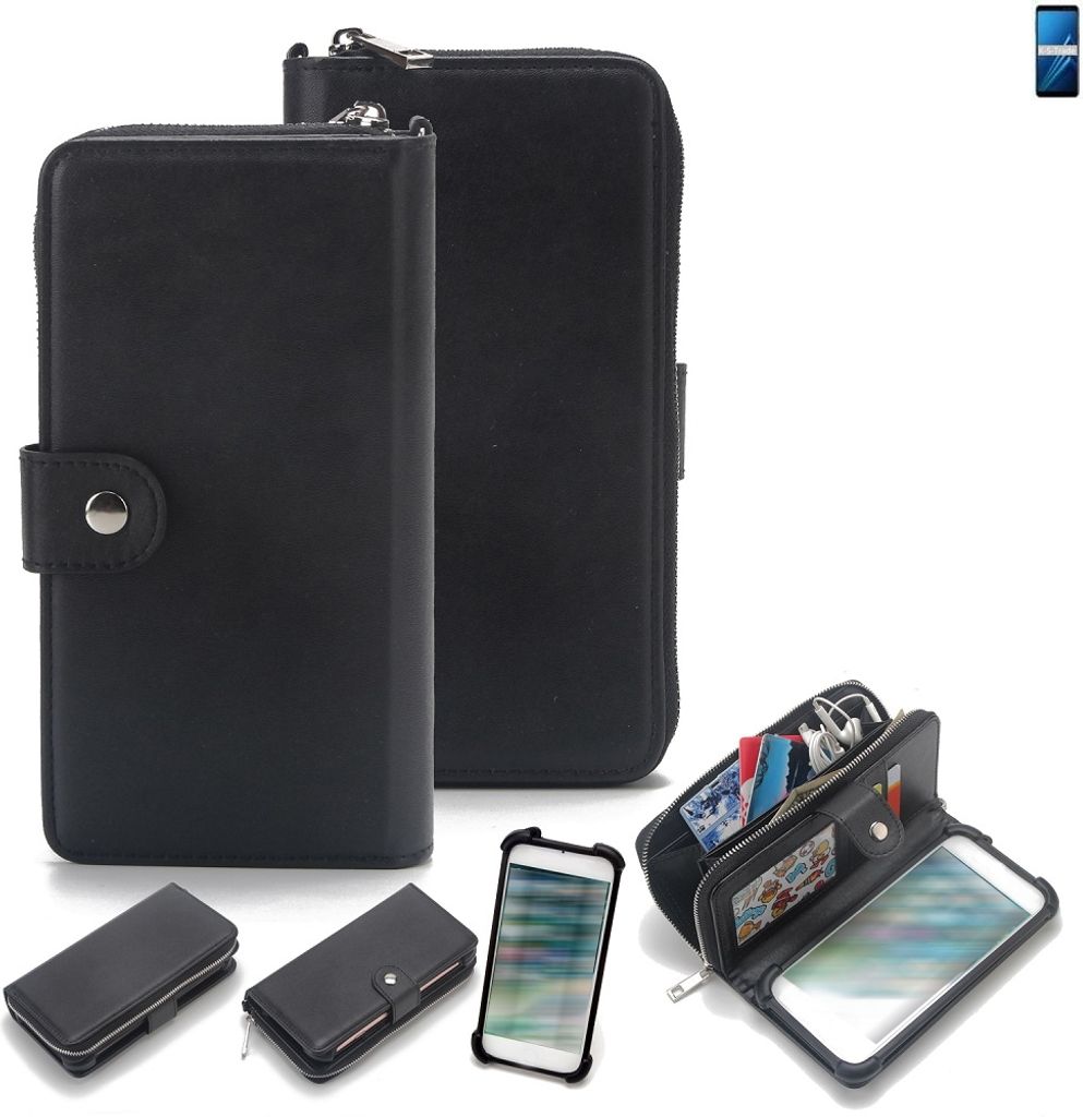 K-S-Trade 2in1 Handyhülle Schutzhülle kompatibel mit Samsung Galaxy A8 (2018) Duos & Portemonnee Cover Handy Hülle Case Etui Geldbörse Wallet
