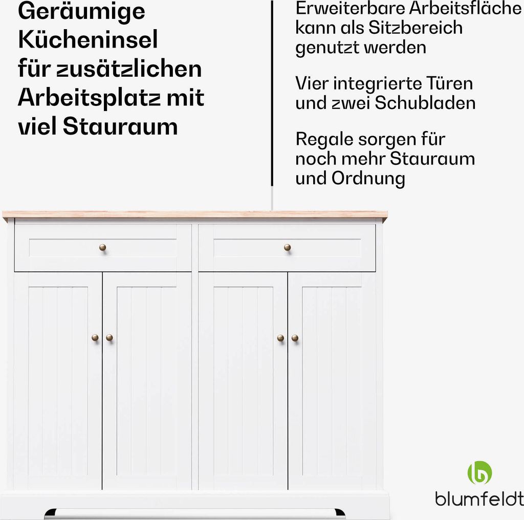 Blumfeldt Kücheninsel – Ausziehbare Arbeitsplatte, 2 Produktbild 
