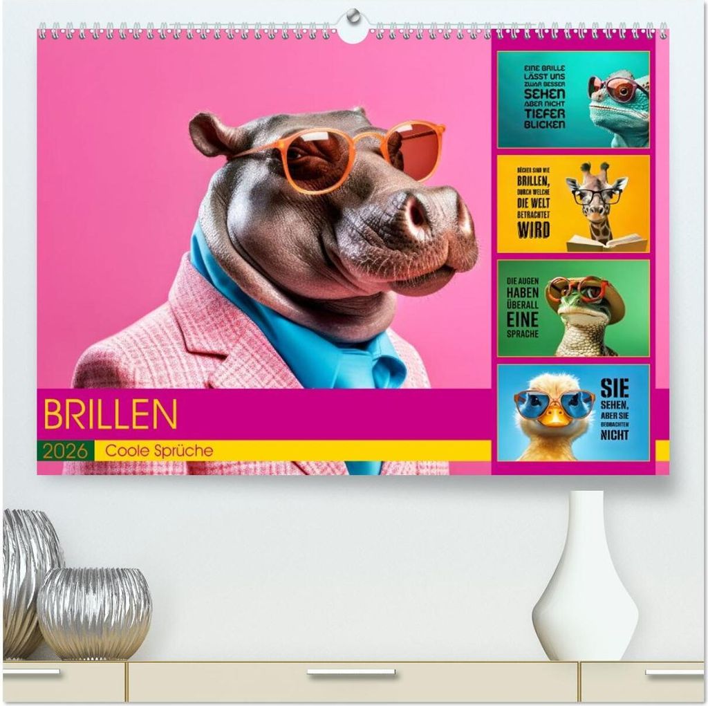 BRILLEN - coole Sprüche (hochwertiger Premium Wandkalender 2026 DIN A2 quer), Kunstdruck in Hochglanz