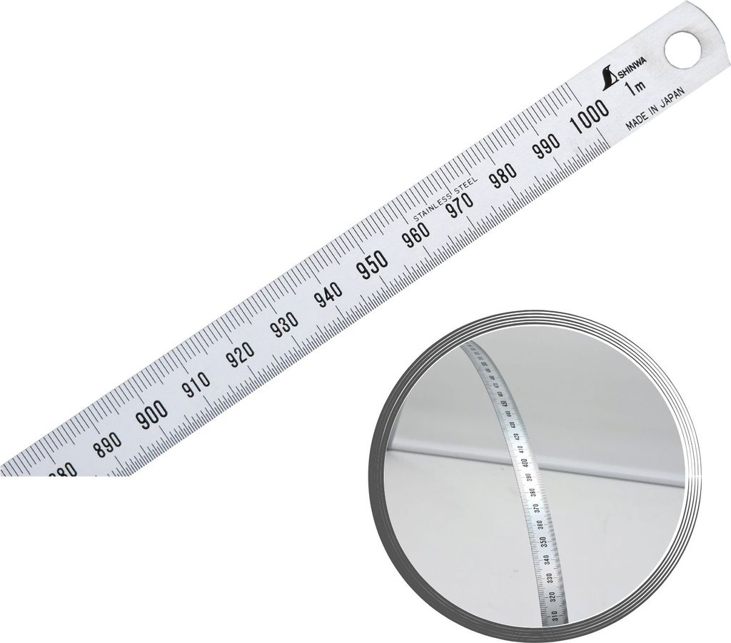Shinwa 29033 Flexibles Lineal aus Edelstahl 100 cm - Stahllineal Metalllineal - 12547