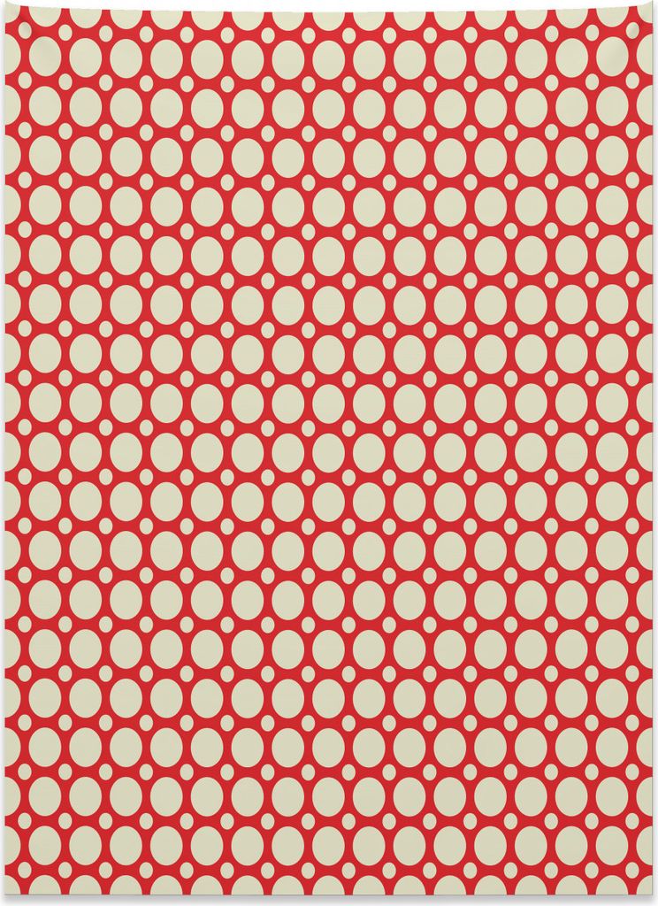 Abakuhaus Geometrisch Wandteppich, Polka Dots lebendig aus Weiches Mikrofaser Stoff Kein Verblassen Klare Farben Waschbar, 110 x 150 cm, Hellgelb Rot