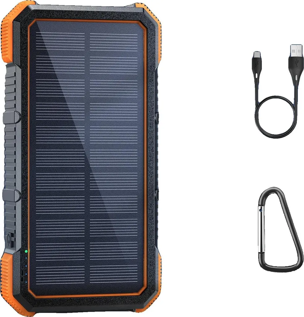 Batterie externe solaire 32000mAh charge sans fil haute capacité noire