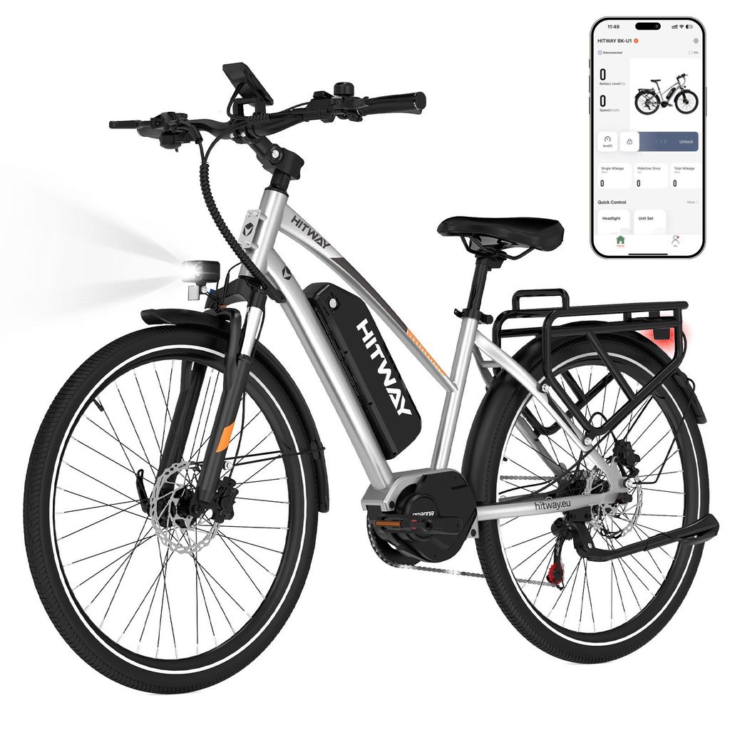 HITWAY BKU1 E Bike 27,5" x 2,2 Reifen Elektrofahrrad, 36V 13Ah Akku, Mittelmotor,7-Gang,25 km/h, 120-150 km Reichweite, Federgabel, Scheibenbremsen