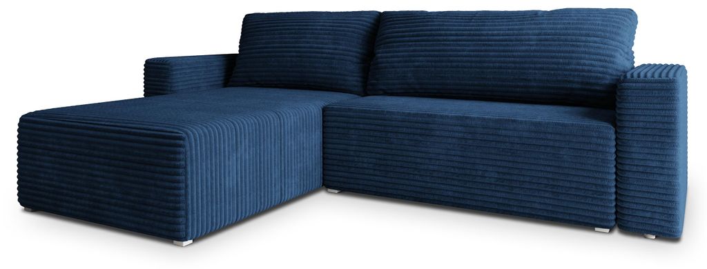 Masseno Ecksofa CALTI T mit Schlaffunktion L-Form, Sofa mit Bettkasten, Wohnzimmersofa, Couch, Soffa, Bettsofa, Couchgarnitur- Blau, TILIA 77