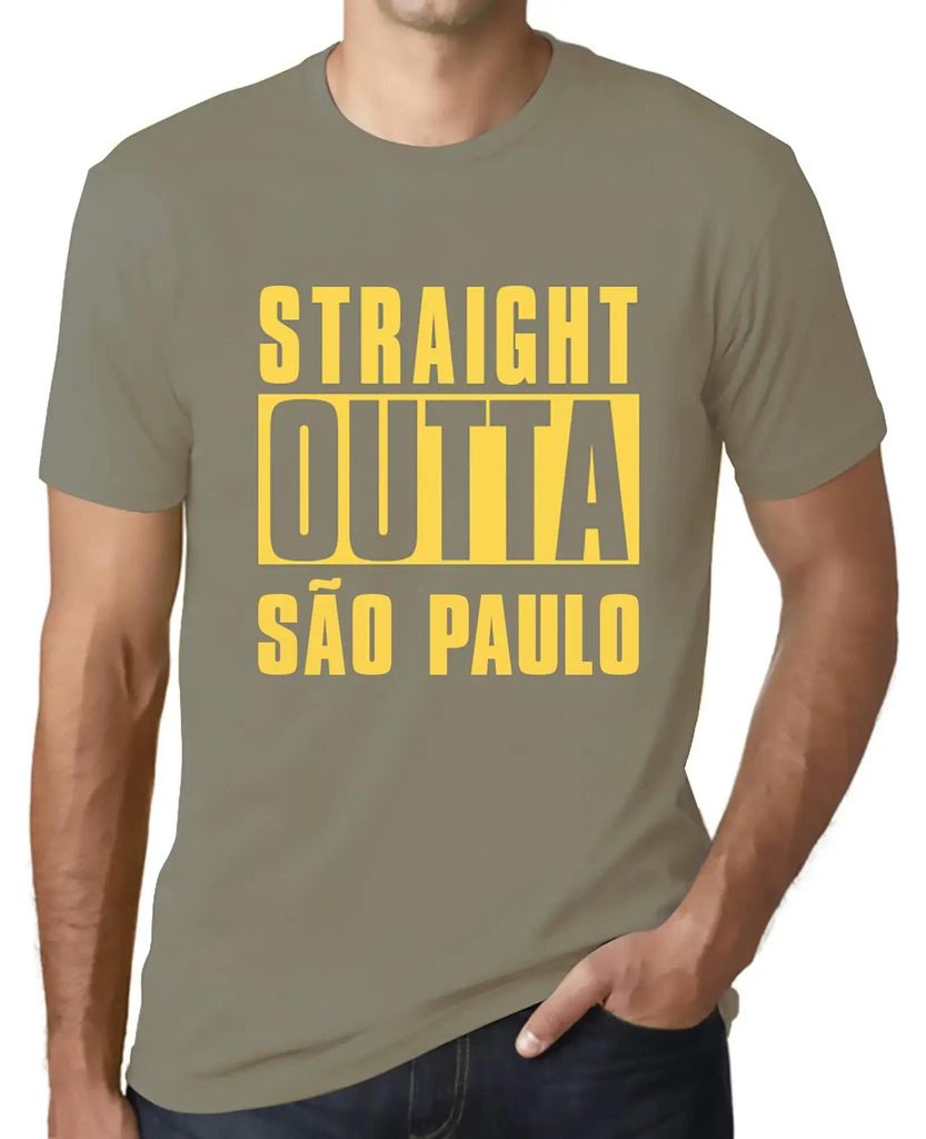 Herren Grafik T-Shirt Straight Outta São Paulo Öko-Verantwortlich Vintage Jahrgang Kurzarm Lustige Druck Geburtstag Geschenk Mann