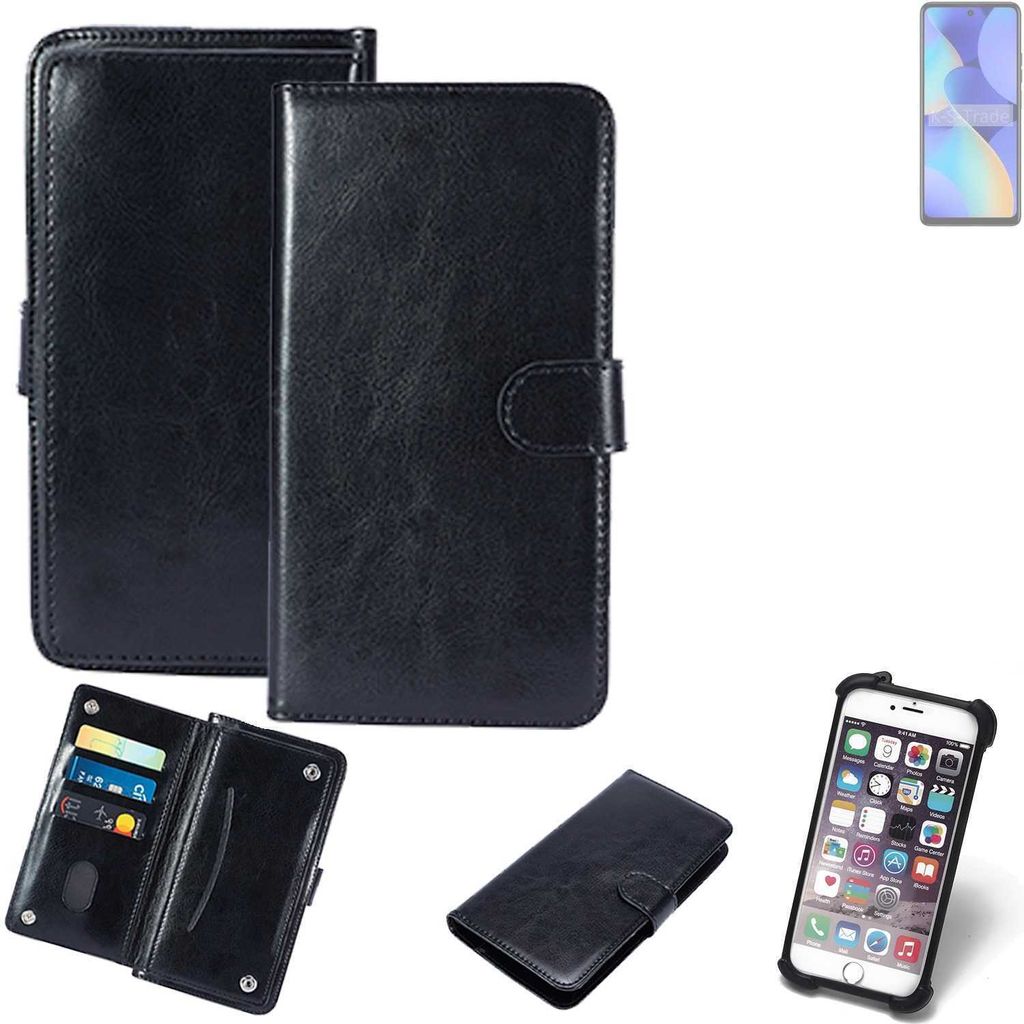 K-S-Trade 360° Hülle kompatibel mit Tecno Spark 10 schwarz Kunstleder Case BookCase WalletCase Kunstlederederhülle Handyhülle, Rundumschutz