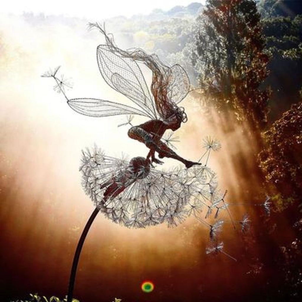 Elf Fairy Garden Sculpture Stakes Dancing Fairies mit Dandelions Miniature Landscape Statue Lawn Decoration 1 Stück (Style C)