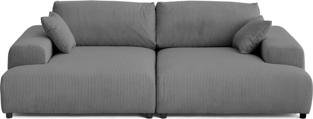 Lisa Design Garance - 3-sitzer einzelsofa doppelt récamiere - tiefe Sitzfläche - - aus Cordstoff , Dunkelgrau