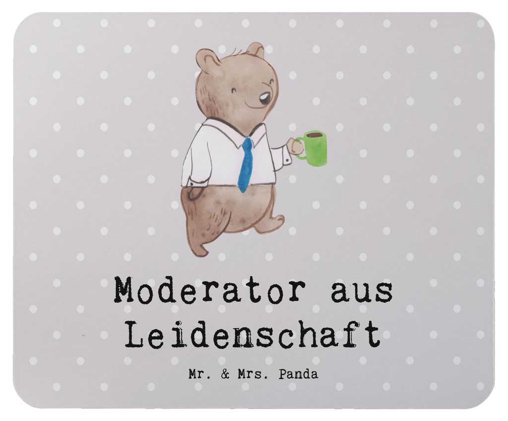 Mr. & Mrs. Panda Mousepad Moderator Leidenschaft - Grau Pastell - Geschenk, computer mauspad, mousematte, Mouse Pad, pc