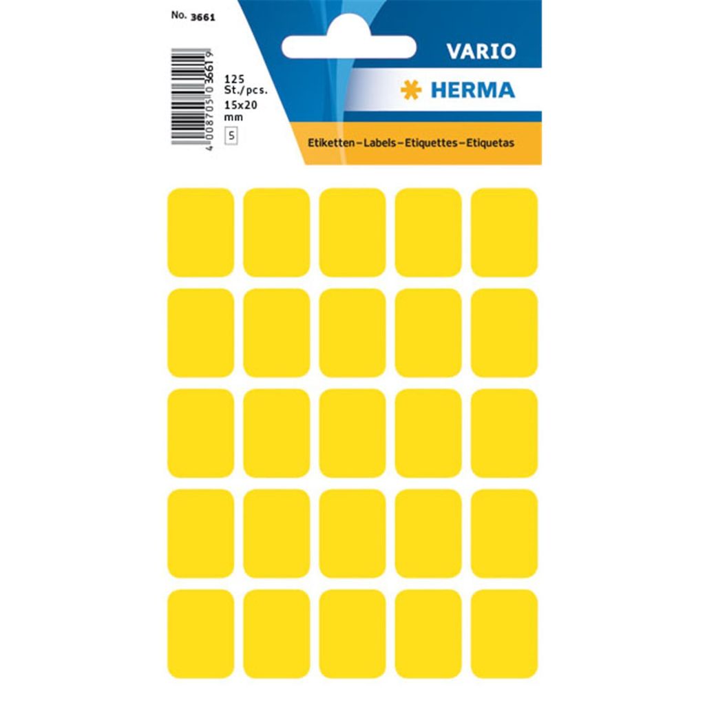 Herma Vielzwecketiketten permanent 15 x 20 mm gelb 125 Etik.