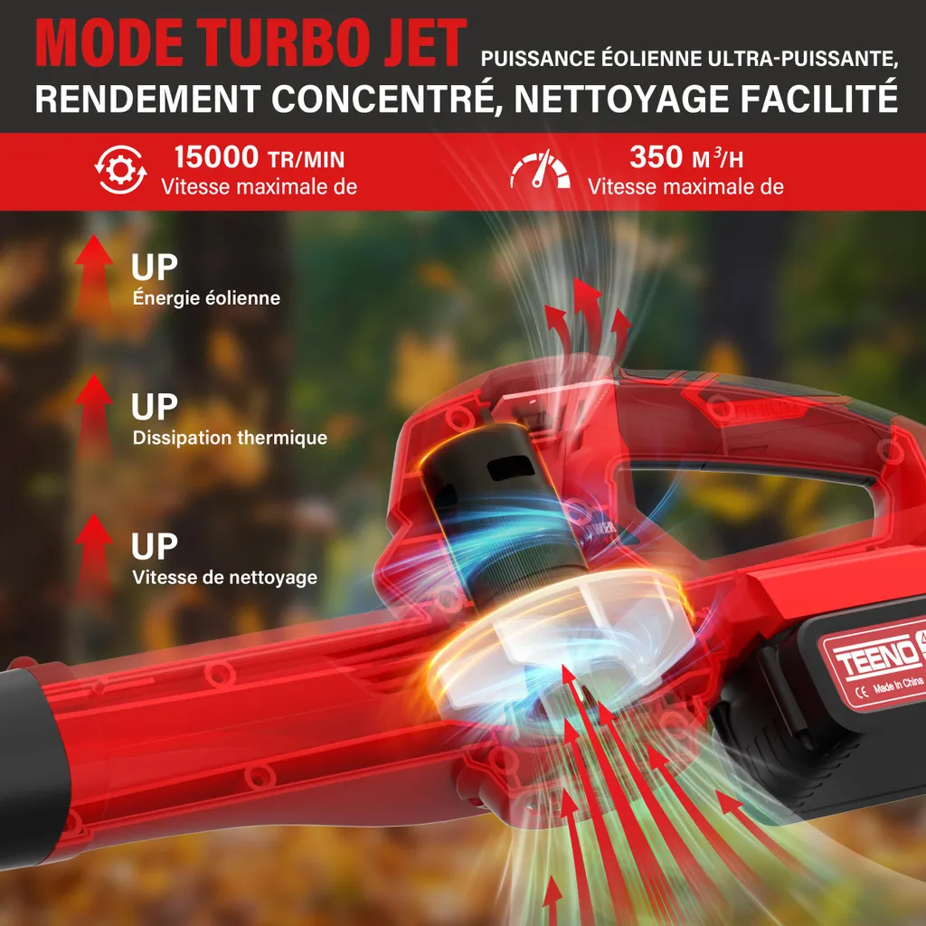 Souffleur de Feuilles Thermique à Batterie 210 km/h Réglable Complet - 3