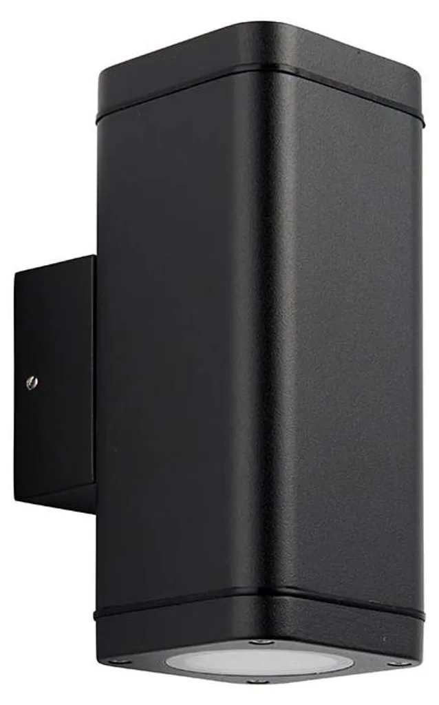 Luminaire extérieur mural noir 2 sources GU10 Milton IP44 Aluminium