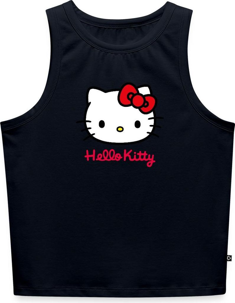 Spreadshirt Hello Kitty Klassisch Mit Schriftzug Frauen Cropped Tank Top, M, Navy