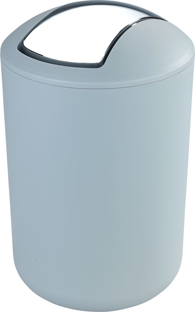 Kosmetikeimer mit Schwingdeckel, Badmülleimer bruchsicher Grau 6,5 Liter