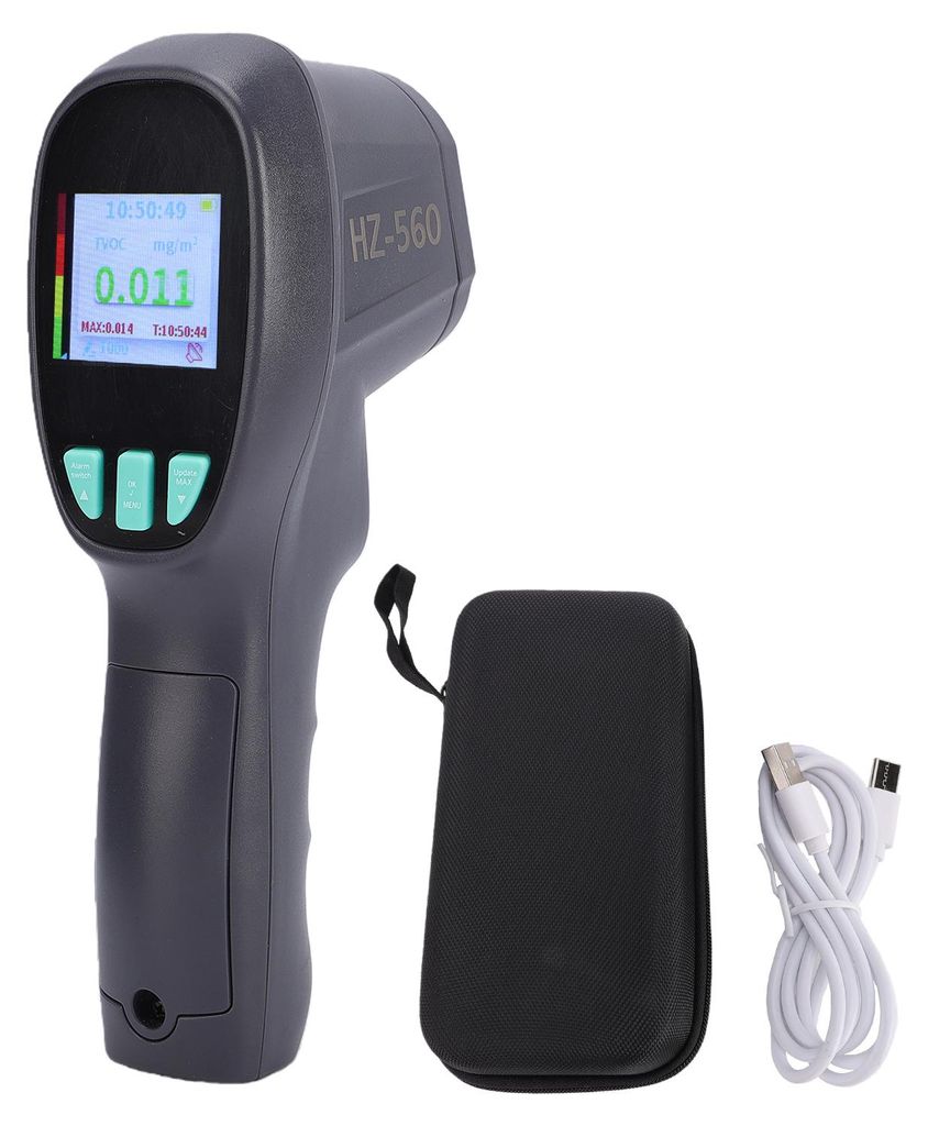 HCHO-TVOC-Detektor, tragbares Luftqualitätsmessgerät mit akustischem Alarm und elektrochemischem Sensor, wiederaufladbares Luftmessgerät für Zu...