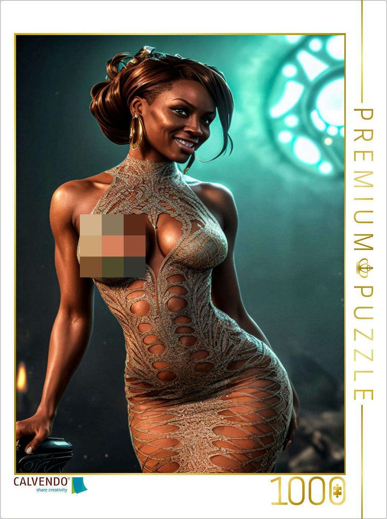 CALVENDO Puzzle Jacanda trägt hochgeschlossenes Kleid mit inspirierenden Auslassungen. | 1000 Teile Lege-Größe 64x48cm Foto-Puzzle für glückli...