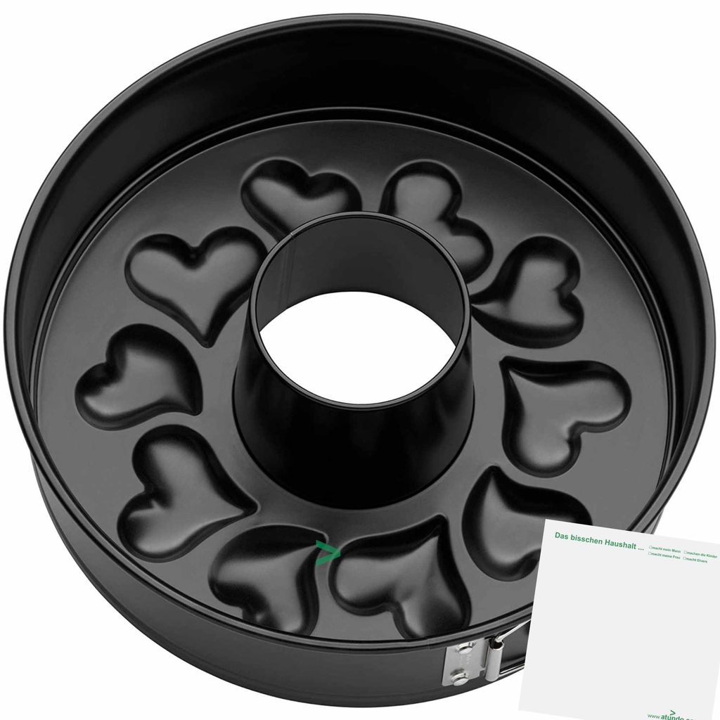 Kaiser Springform mit Herz Motiv Rohrboden, runde Backform (ca. 26cm Ø) + usy Block