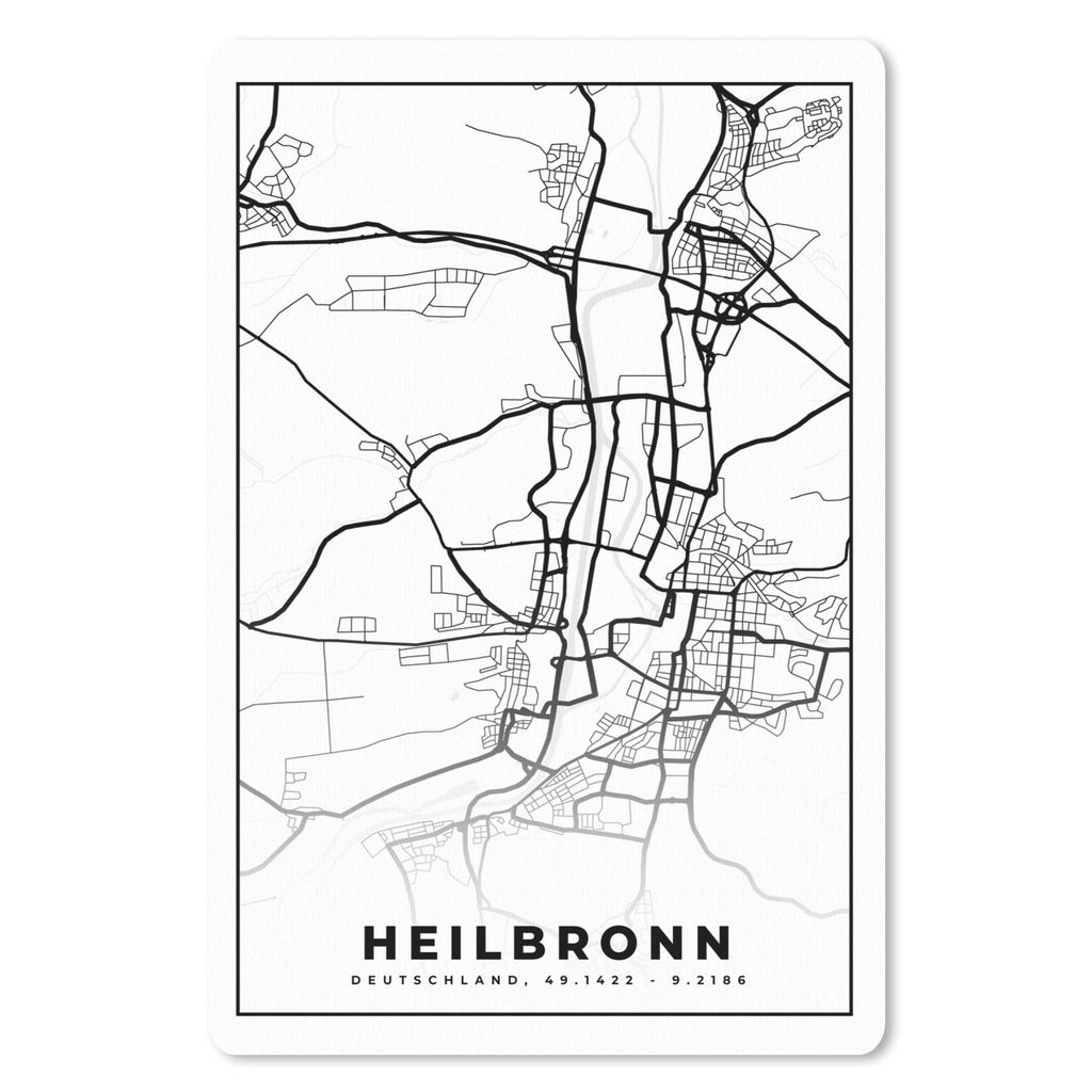 MuchoWow Mauspad Mousepad Karte - Heilbronn - Stadtplan 18x27 cm - Mousepads - Maus Mat - Pad - Mausunterlage