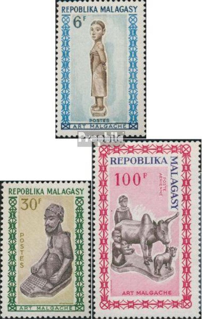 Briefmarken Madagaskar 1964 Mi 523-525 (kompl.Ausg.) postfrisch Holzschnitzerei