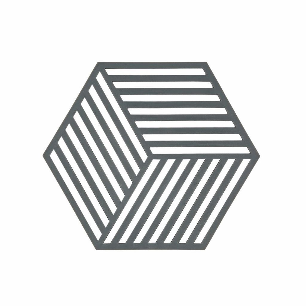 Zone Denmark Topfuntersetzer Hexagon Streifen 14 x 16 cm Silikon Cool Grey