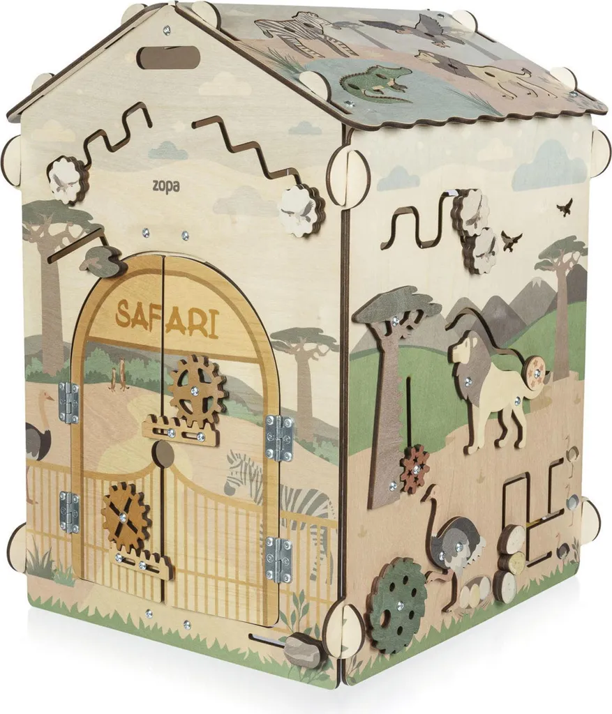 Cube d'Éveil Géant en Bois Maison Safari ZOPA pour Bébé et Enfant