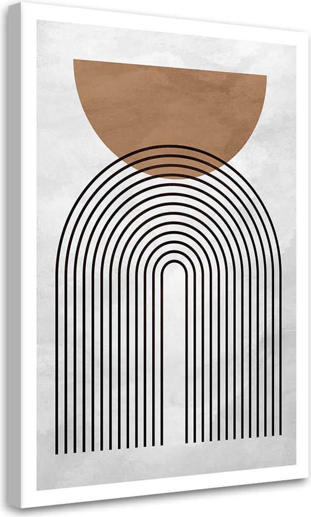 Leinwandbild Geometrische Kreise im Boho-Stil 60x90 Feeby Grau bild für die wand bereit zum aufhängen