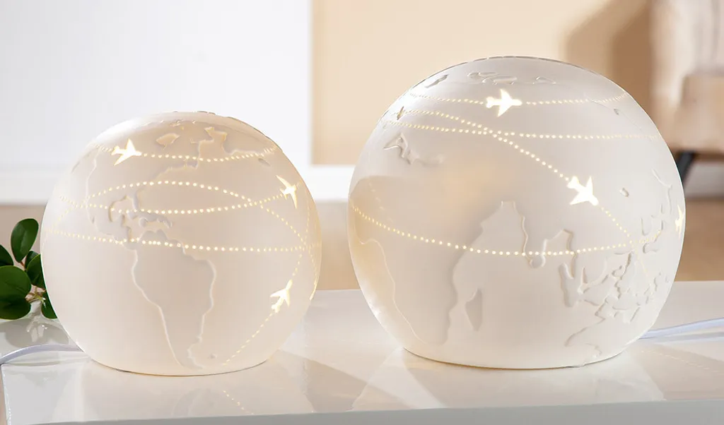 Luminaire design mappemonde en porcelaine blanche Gilde 18cm ronde - 3