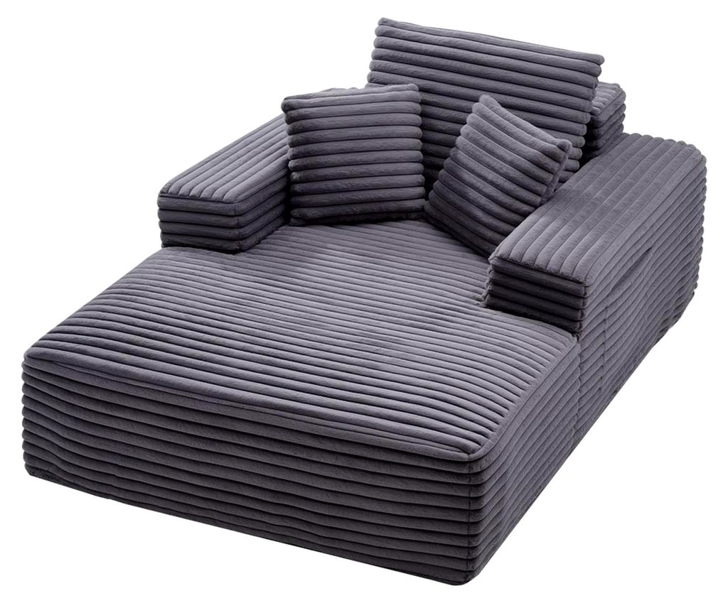 Chaiselongue Relaxliege 138 cm, gepolstertes Schlafsofa mit Dekokissen und Armlehnen, Schlafcouch mit tiefer Sitzfläche für Wohnzimmer und Schlaf...