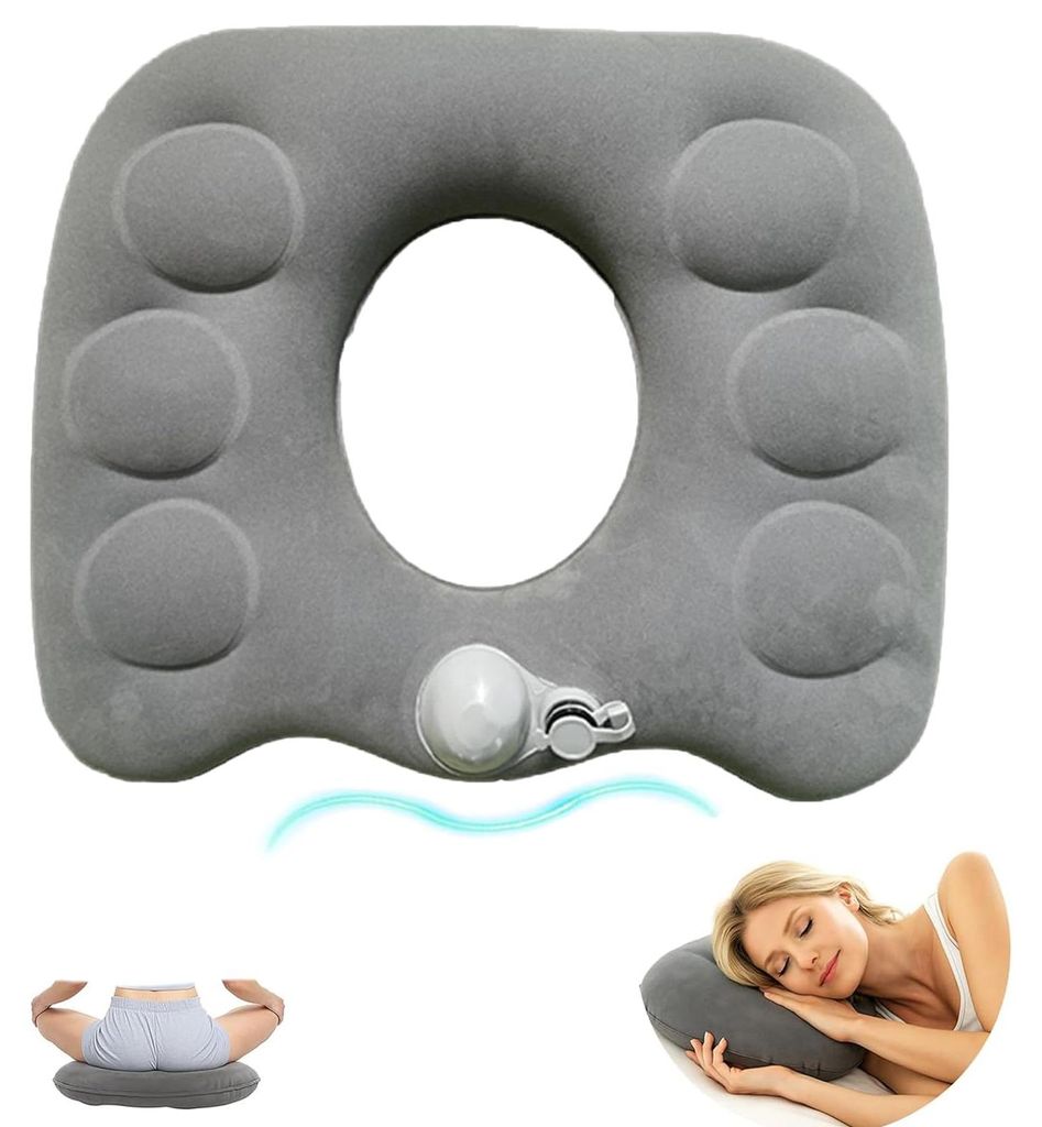 Aufblasbares orthopädisches Sitzkissen mit einer Öffnung zur Druckentlastung des Steißbeins, ergonomisch für Bürostühle, Autos, Rollstühle, ...