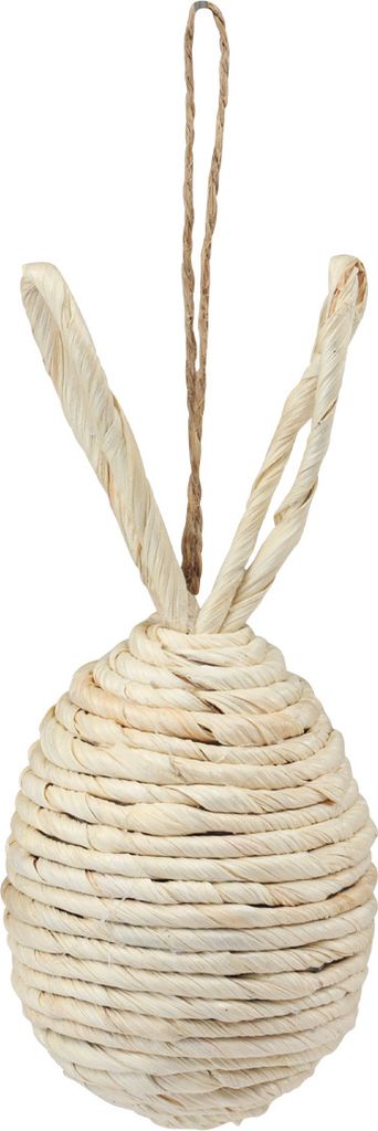 Deko Ostereier zum Aufhängen mit Hasenohren, Osterdeko Kunststoffeier Set 4 Stück, 13,5cm