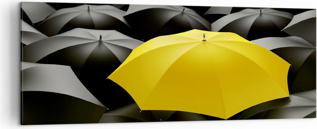 Bild auf Leinwand - Leinwandbild - Regenschirme Regen Wetter - 140x50cm - Wand Bild - Wanddeko - Leinwanddruck - Bilder - Kunstdruck - Wanddekorati...