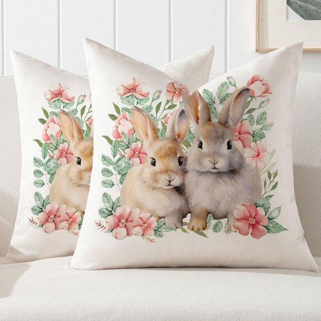 Unyqoos Set aus 2 bunten Kissenbezügen für Ostern und Frühlingsdekoration, 40x40 cm, 45x45 cm, 50x50 cm
