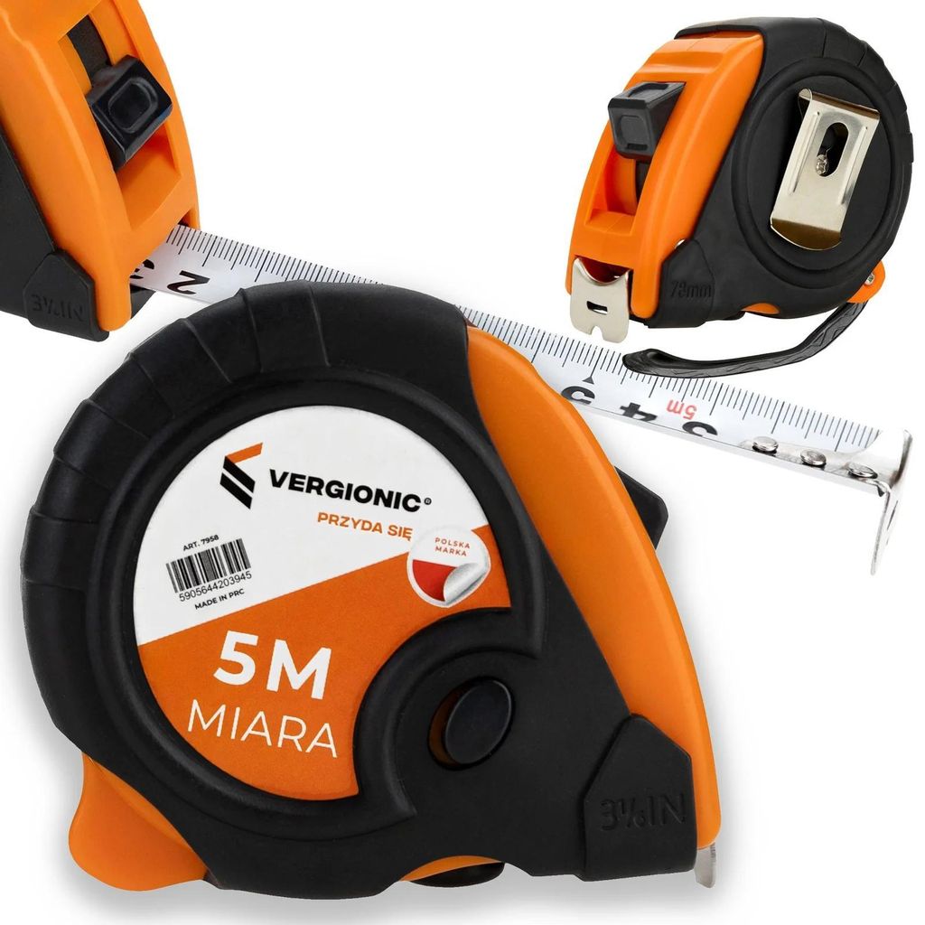 Vergionic Ergonomisches Maßband 5m Orange